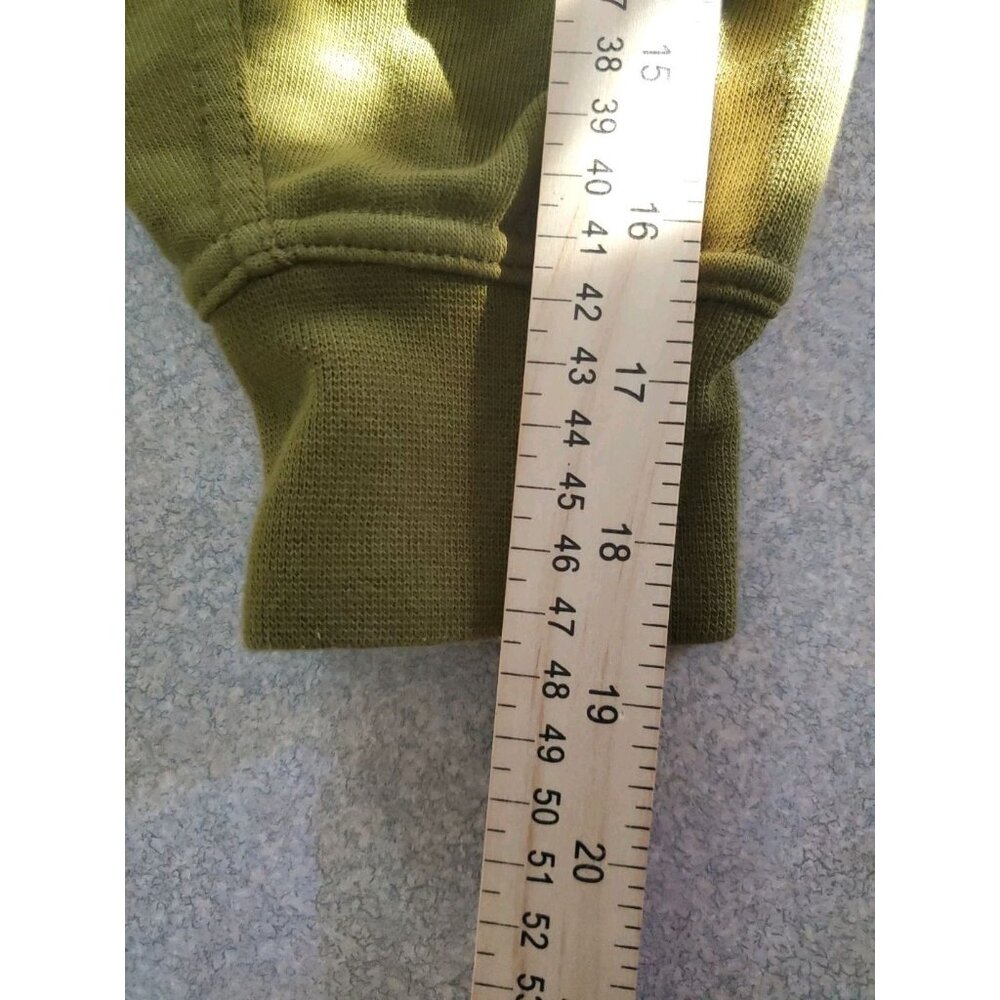 Nike Oversized Cropped Long Sleeve Crew Neck Sweatshirt Olive Green Textured SzM - Picture 6 of 9